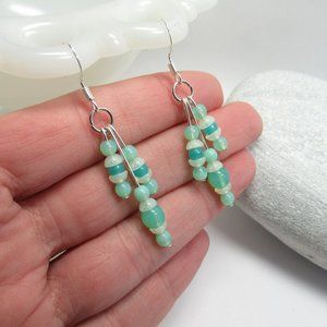 Uranium glass bead dangle earrings